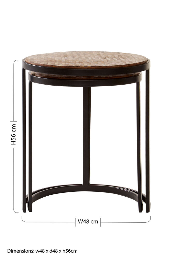 Elara Set of Two Chevron Design Nesting Tables
