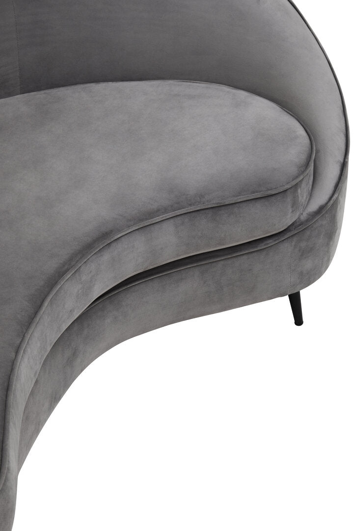 Saffa Three Seat Grey Velvet Sofa