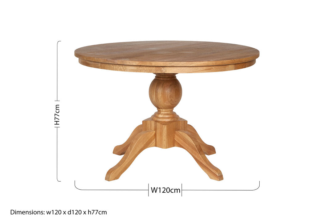 Bordeaux Natural Oak Wood Round Dining Table