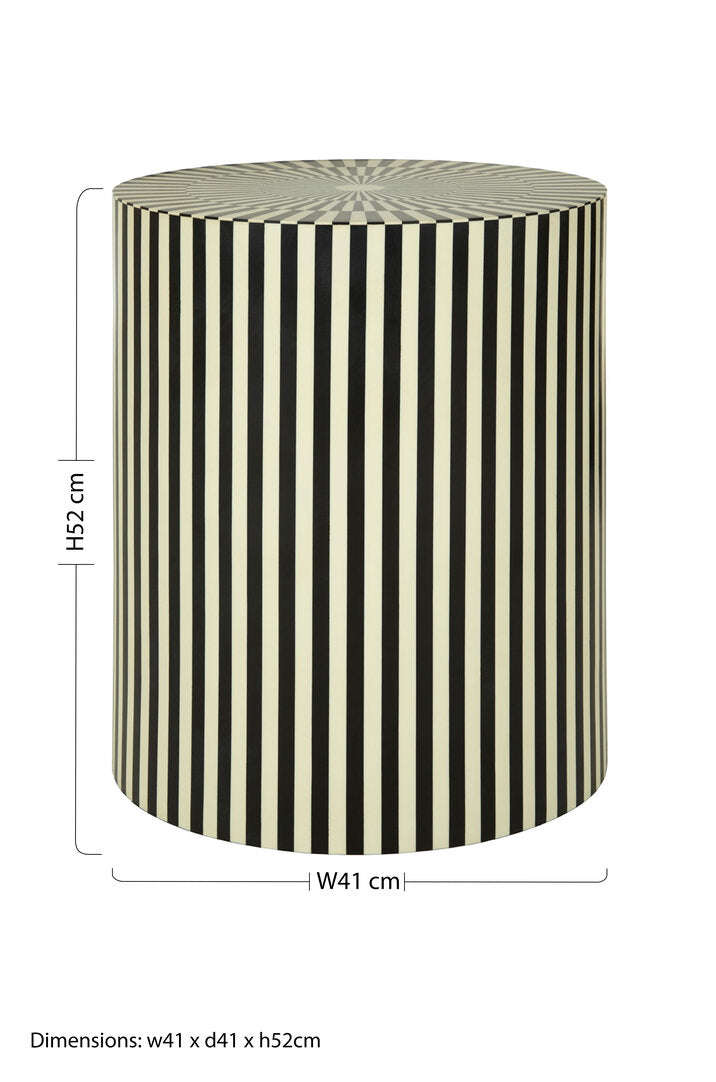 Echo Ivory and Black Resin Table and Stool