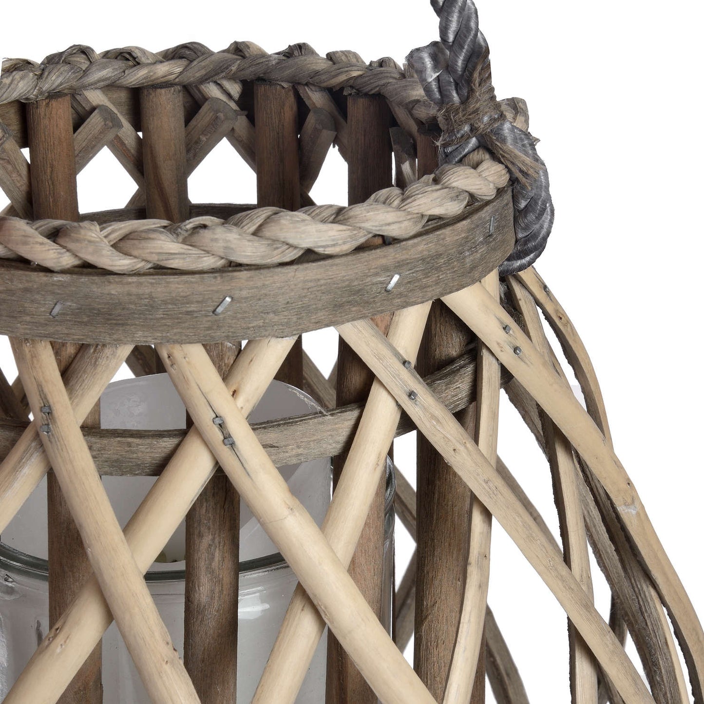 Small Wicker Bulbous Lantern - Coastal Inspired from the Quanta Home collection.