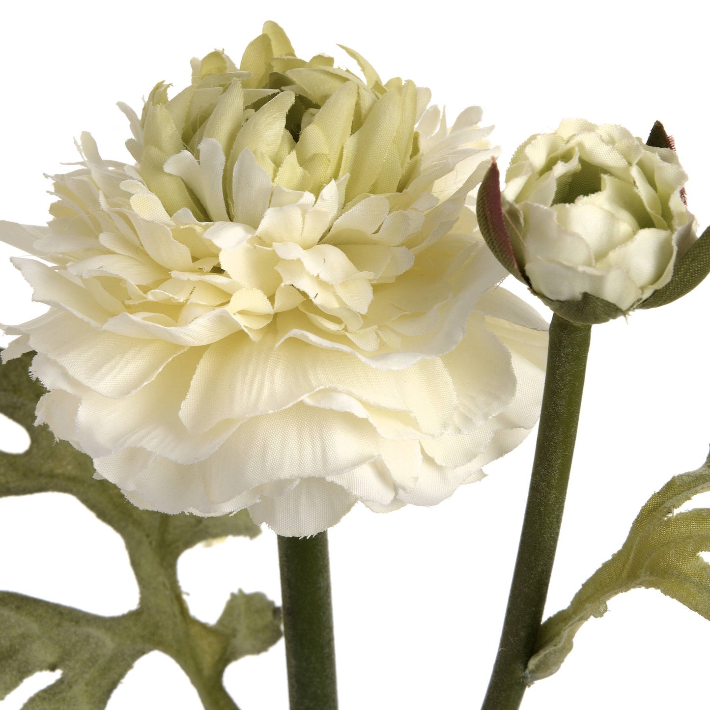 Lifelike green ranunculus spray with detailed petals and stems, perfect for enhancing decor with elegance and minimal maintenance.