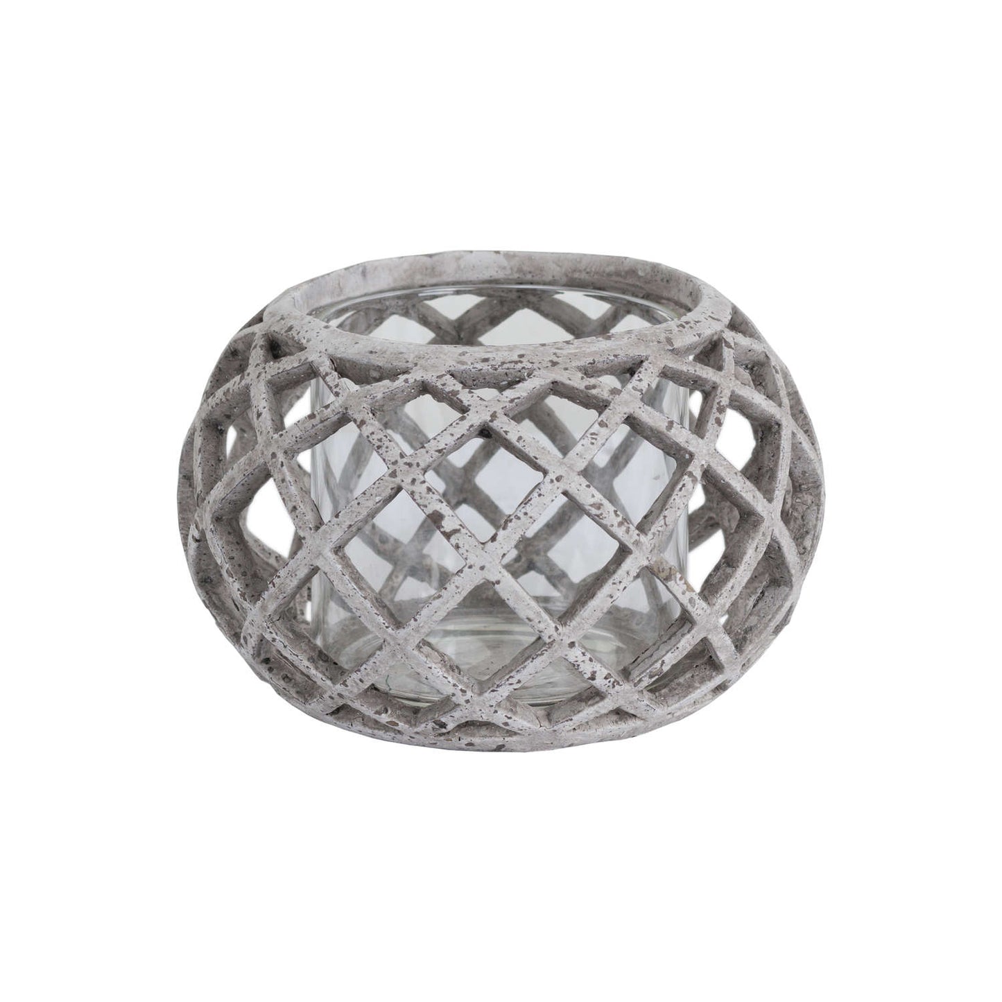 Round Ceramic Lattice Hurricane Lantern - Candle Holders from the Quanta Home collection.