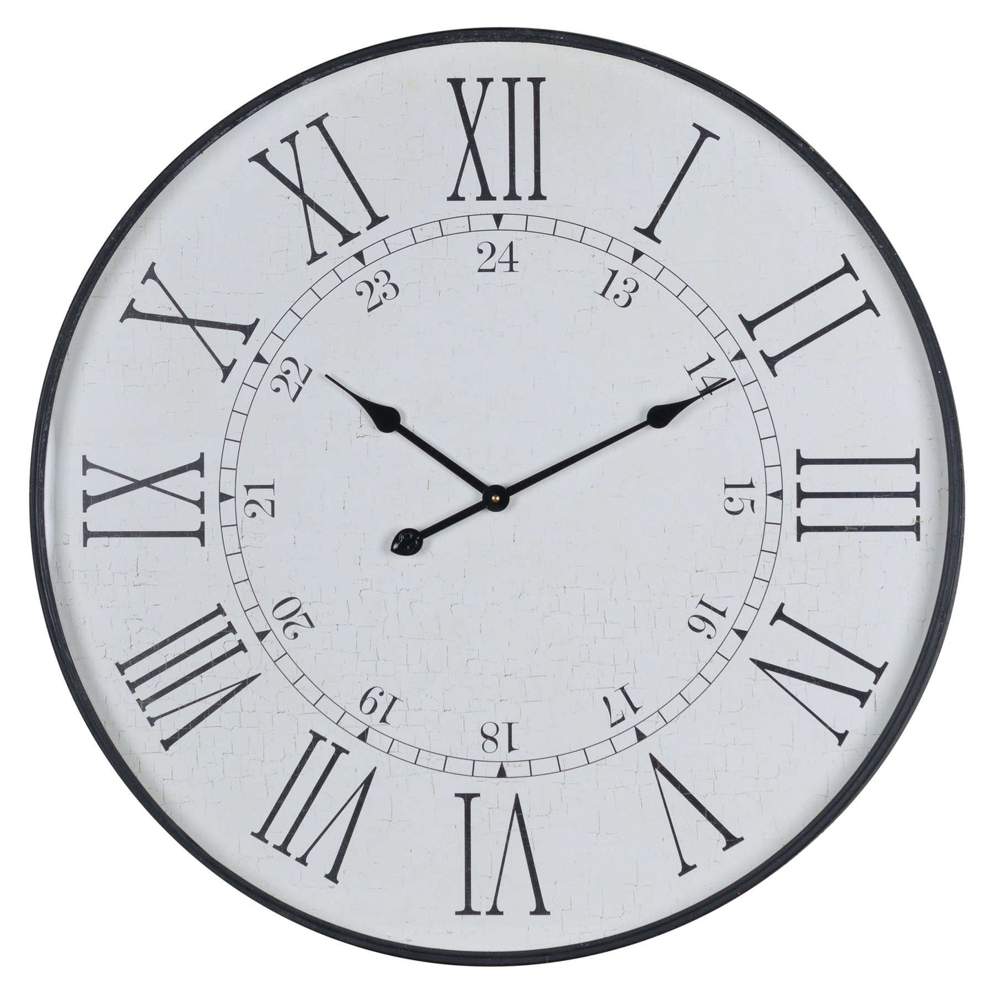 Large white wall clock with an 80cm diameter, featuring Roman numerals and embossed detailing for a classic, elegant look.