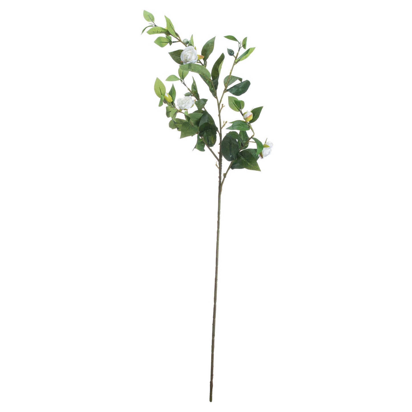 Cream gardenia stem featuring realistic cream petals and lush green leaves, perfect for elegant floral arrangements.