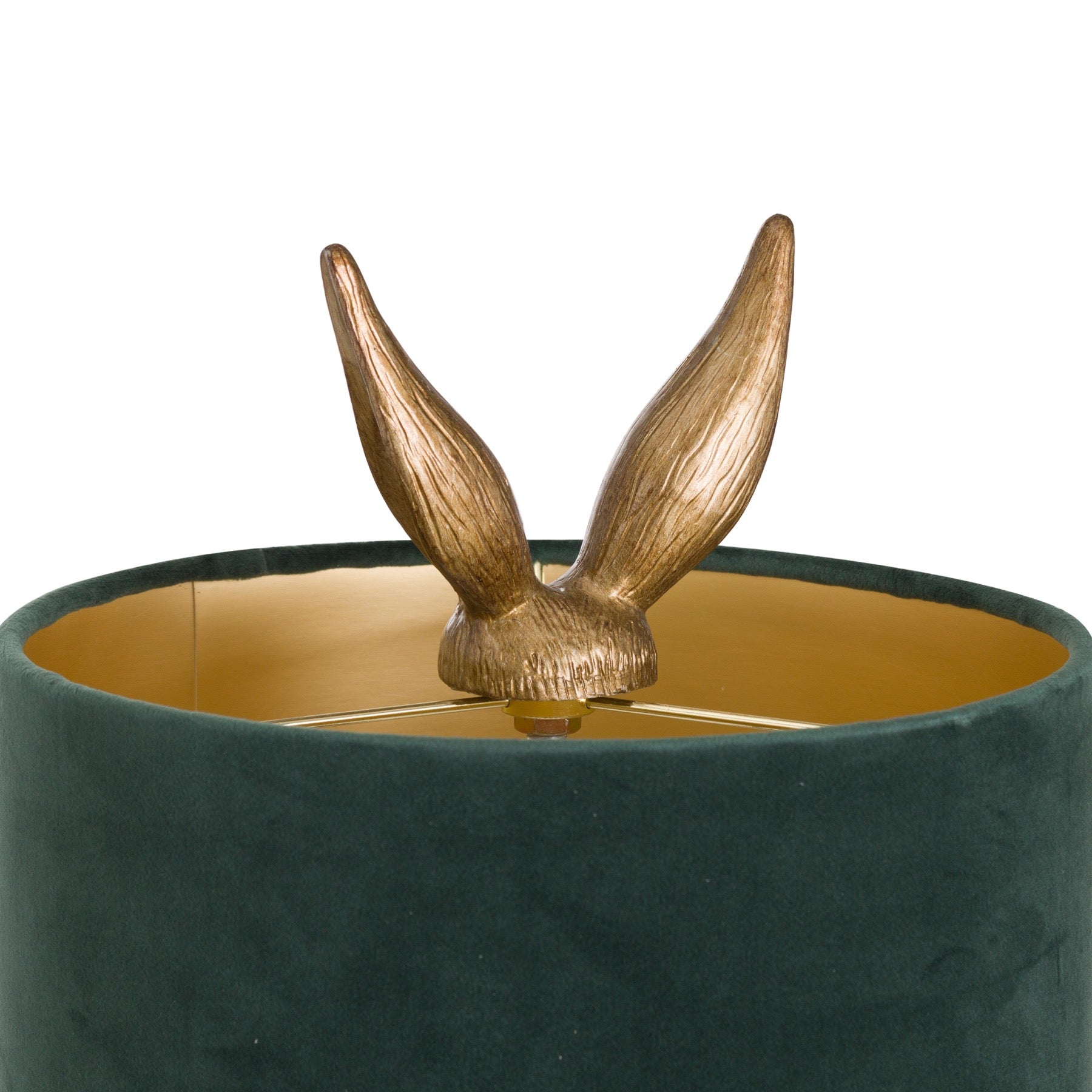 Antique Gold Hare Table Lamp With Green Velvet Shade - Lighting from the Quanta Home collection.