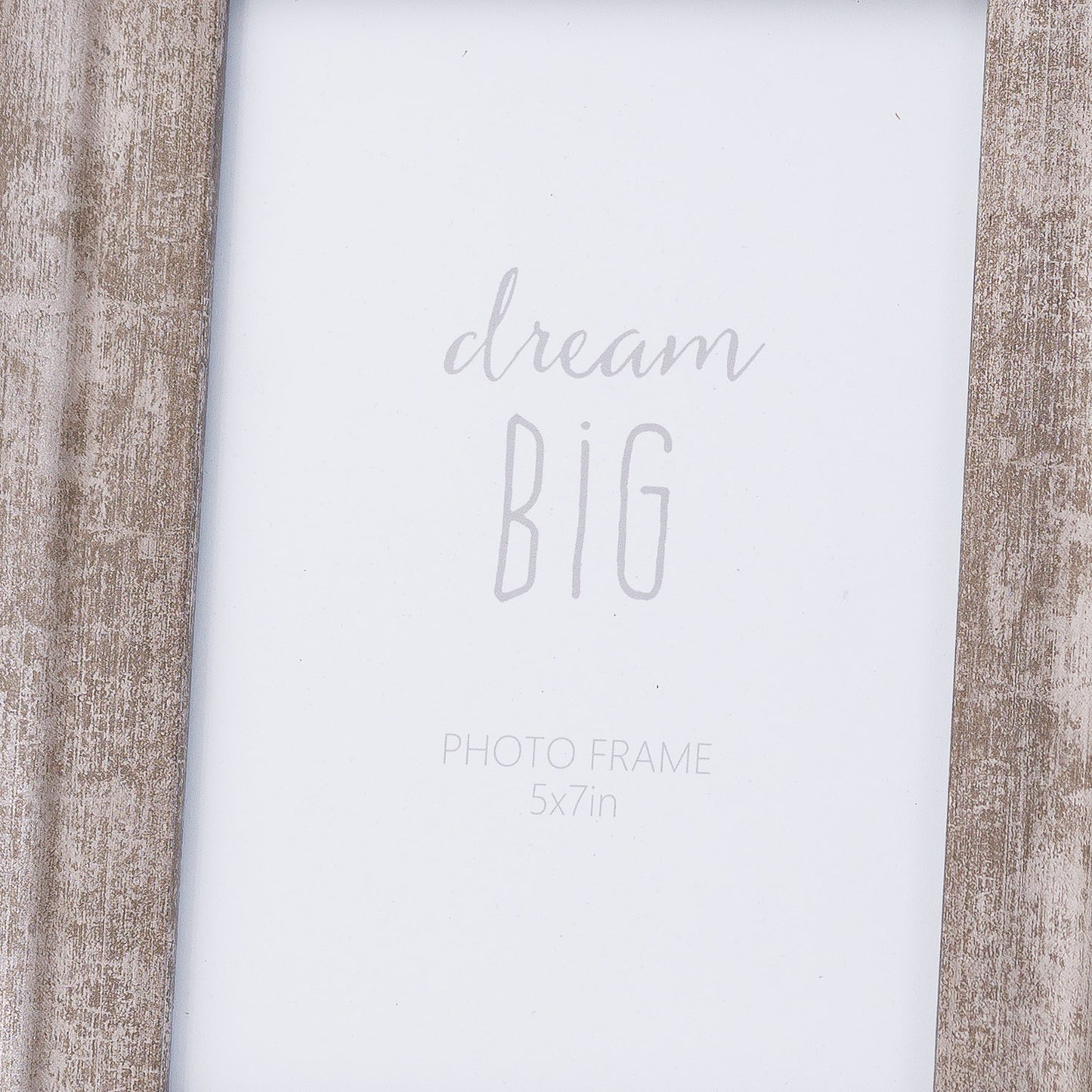 Convex 5x7 photo frame in distressed silver finish, featuring a depth-enhancing profile for timeless elegance.