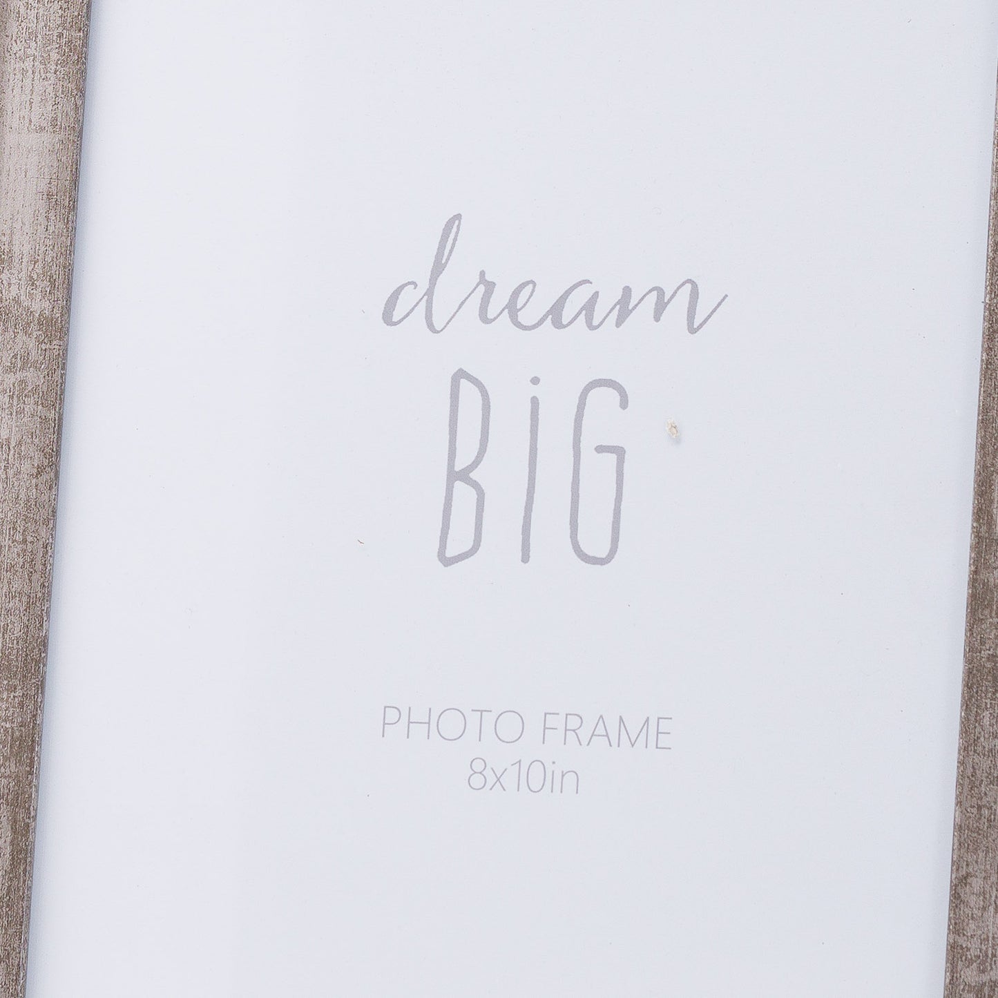 Convex 8x10 frame in distressed silver finish, featuring elegant text "dream BIG" on a white background, enhancing any decor.
