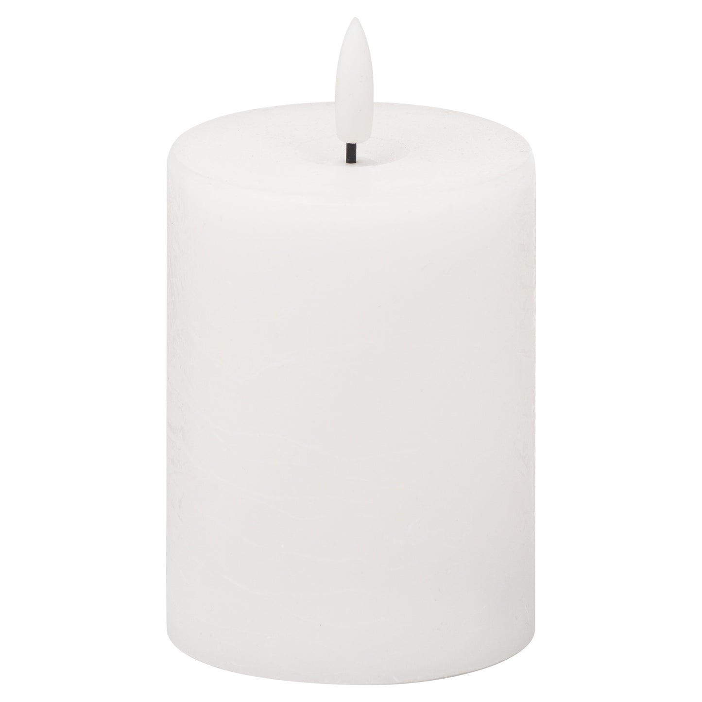 Sleek white LED candle mimicking natural candlelight, featuring an elegant flickering effect for a cozy ambiance.