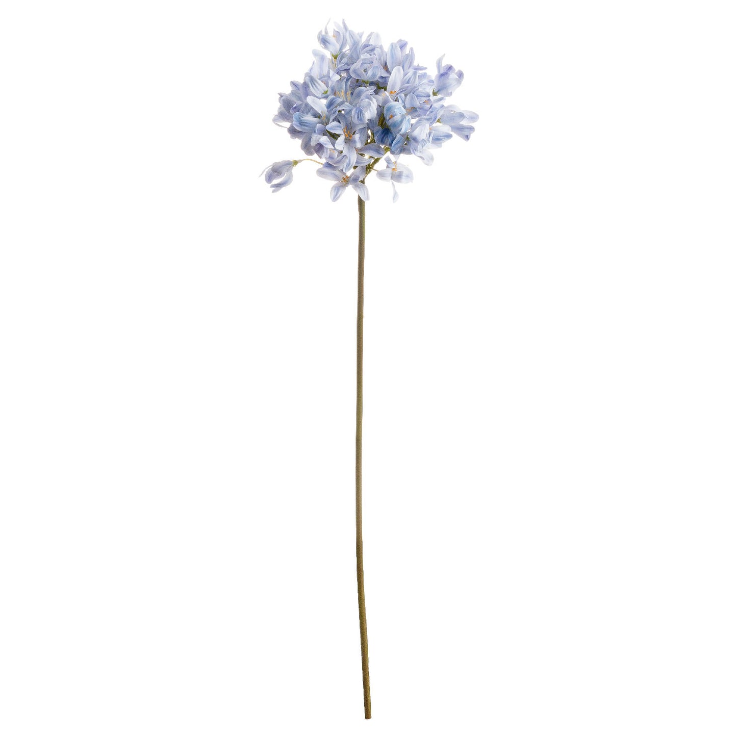 Light blue artificial Agapanthus flower with layered petals on a long stem, perfect for elegant home decor.