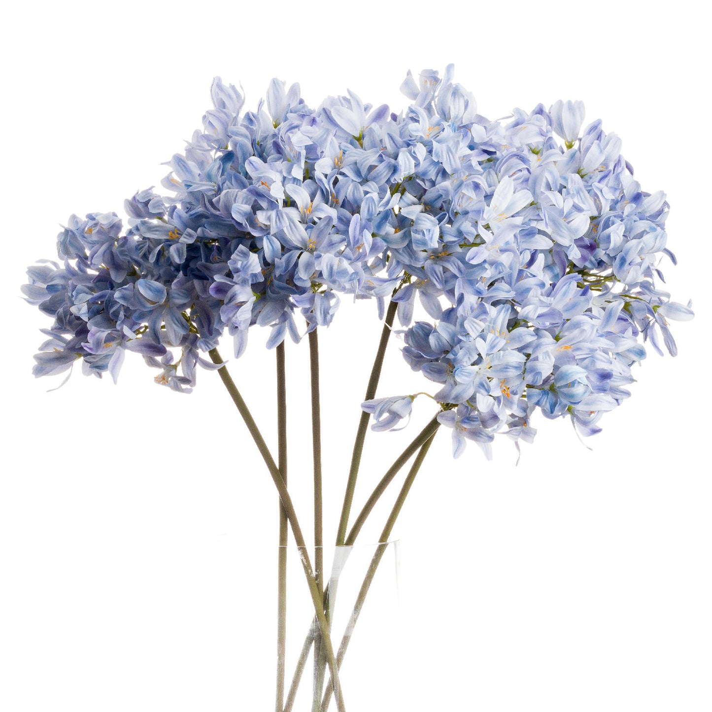Light blue artificial agapanthus bouquet with delicate layered petals, perfectly crafted for elegant home decor.