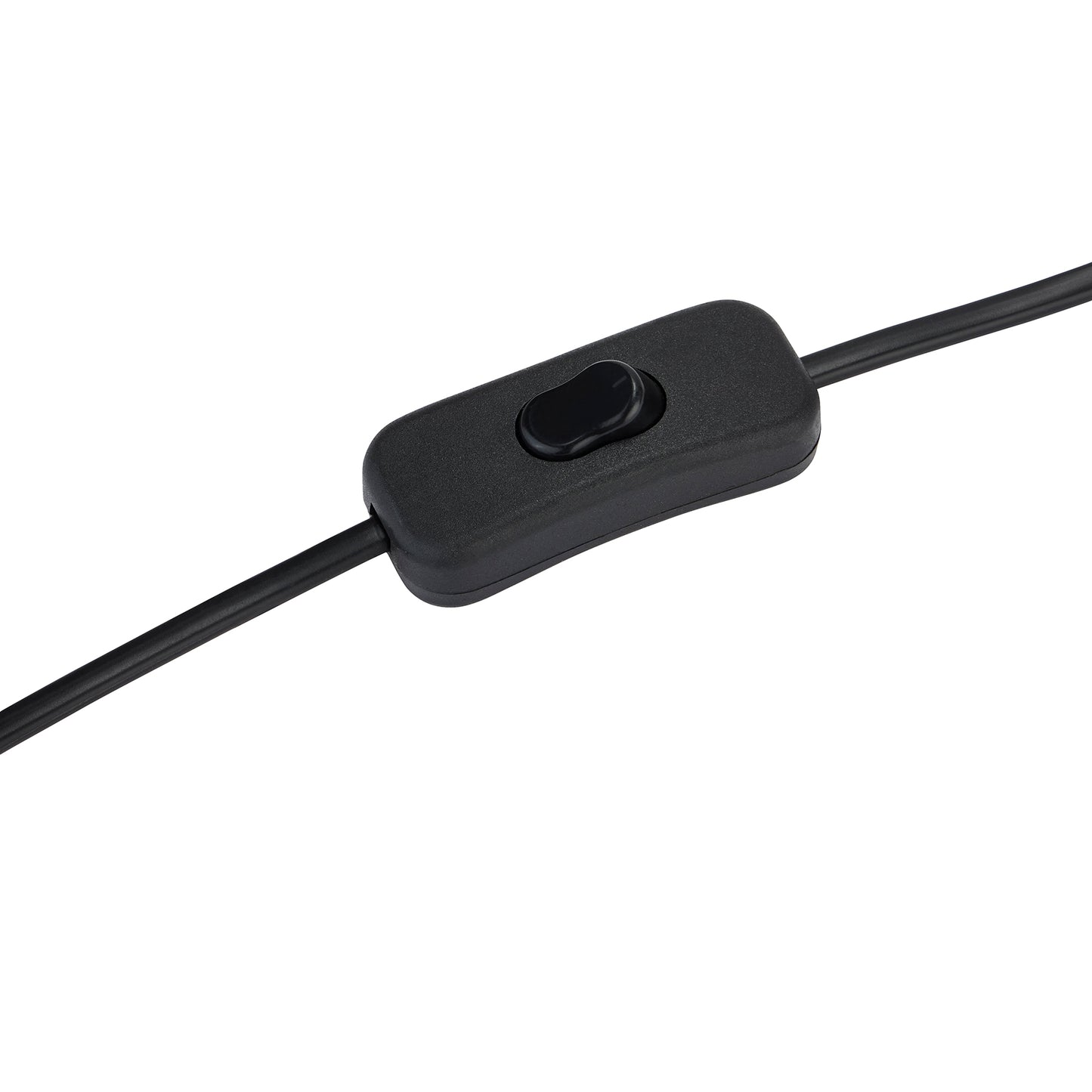 Black corded switch with a toggle for easy control of the lamp, featuring a smooth surface and rounded edges.
