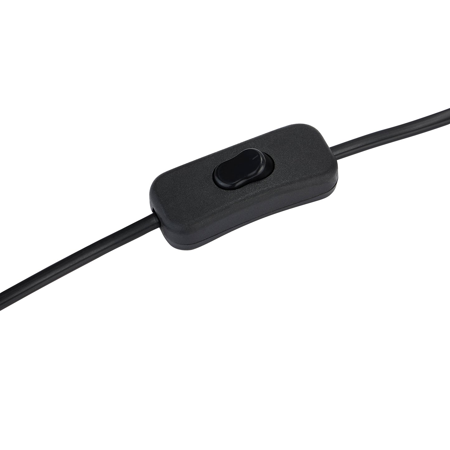 Black power switch with a rounded toggle, attached to a cord, designed for easy lighting control.
