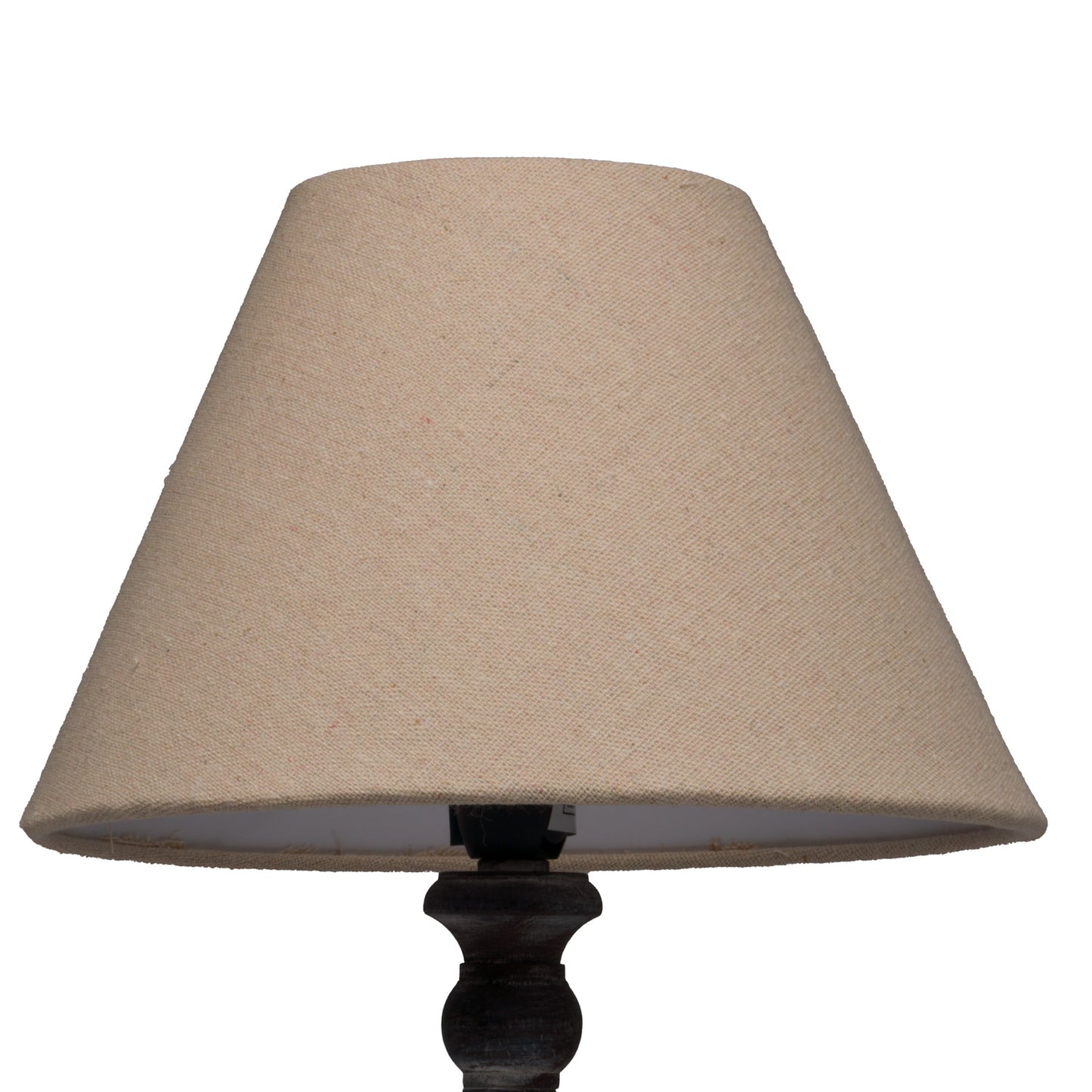 Sophisticated table lamp featuring a grey-washed wood base and a soft beige linen shade, perfect for elegant interiors.