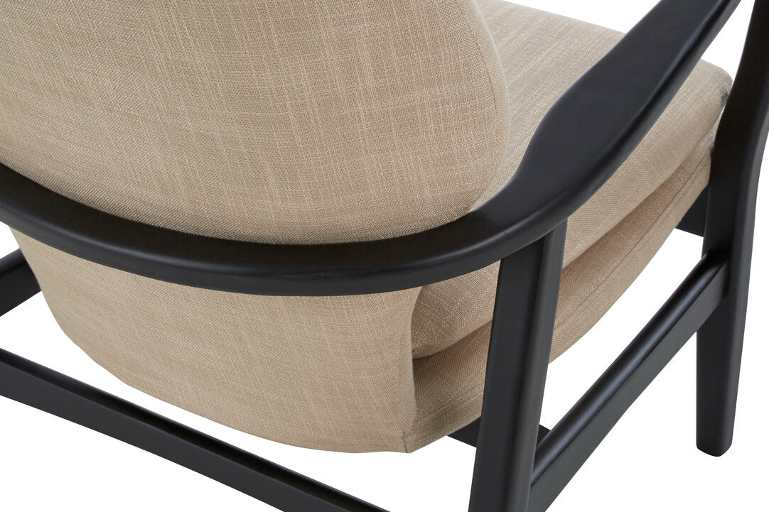 Nordic Beige Chair With Black Wooden Frame