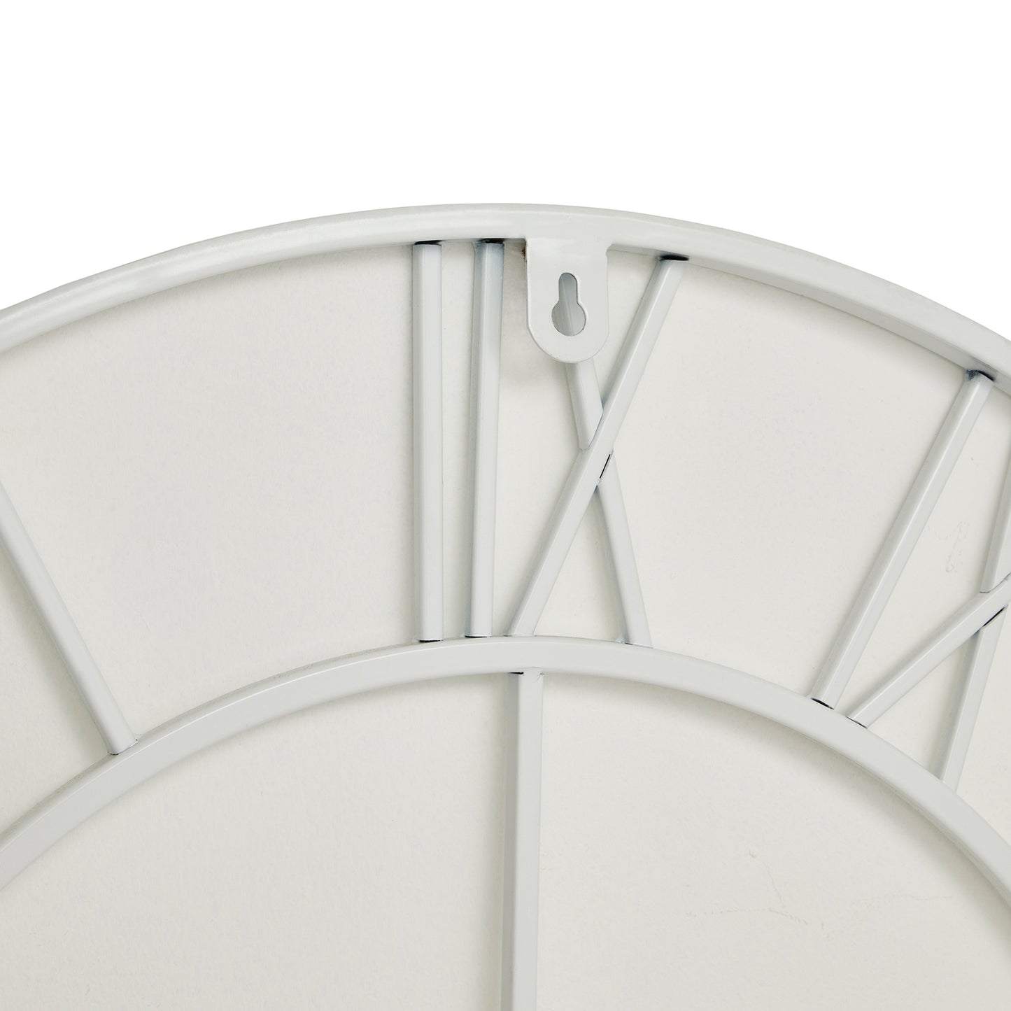 Sleek white skeleton wall clock featuring minimalist design and quality craftsmanship, ideal for modern and classic interiors.