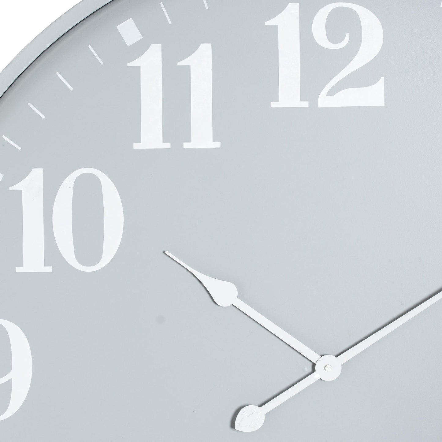 Grey wall clock with large white numerals, elegant hands, and a simplistic design, measuring 80cm in diameter.