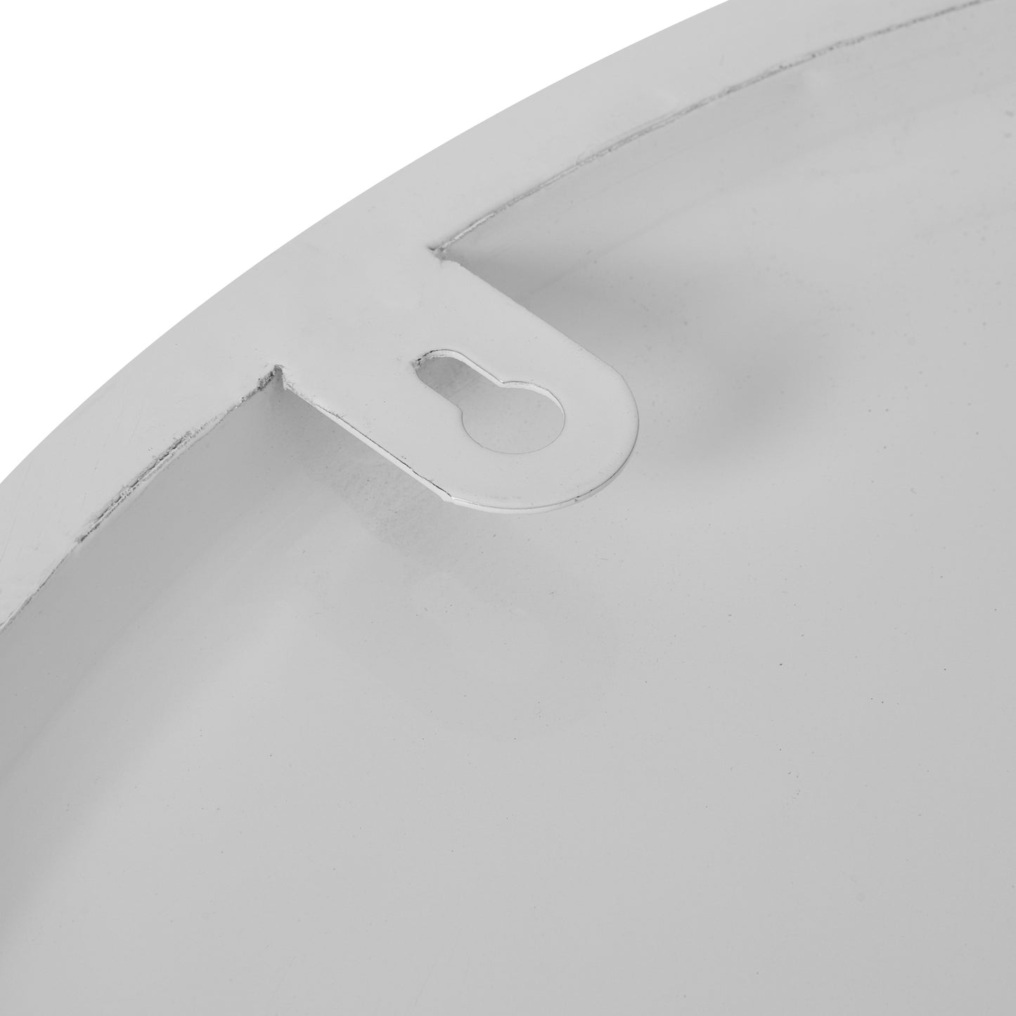 Sophisticated white wall clock with an industrial-chic design, featuring a minimalist silhouette and durable metal craftsmanship.