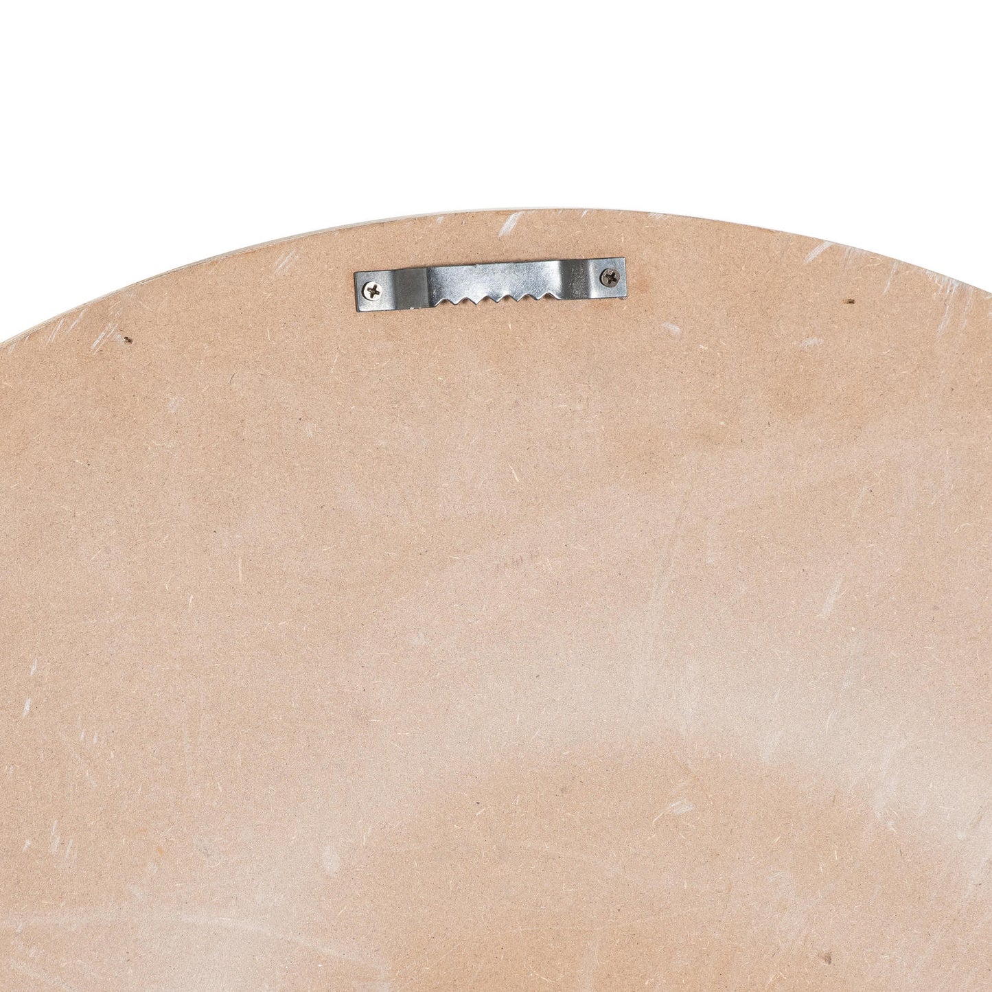 Back view of the Williston White Wall Clock, featuring a pre-attached hook for easy installation, with a smooth, light wood finish.