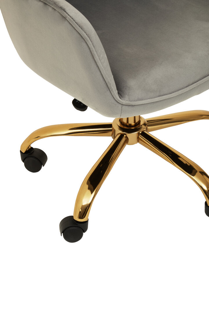 Hudson Grey Velvet And Gold Home Office Chair