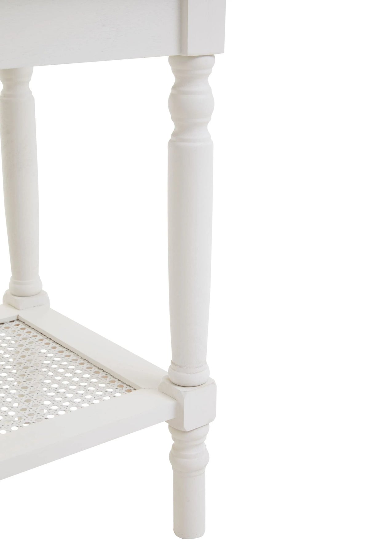 Heirloom White Wooden Side Table with Lower Shelf