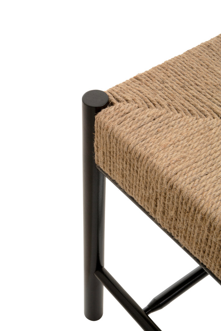 Nautic Natural Rope and Black Wood Large Bench