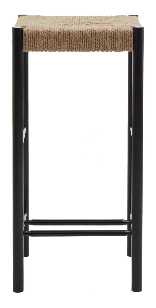 Nautic Natural Rope and Black Wood Bar Stool