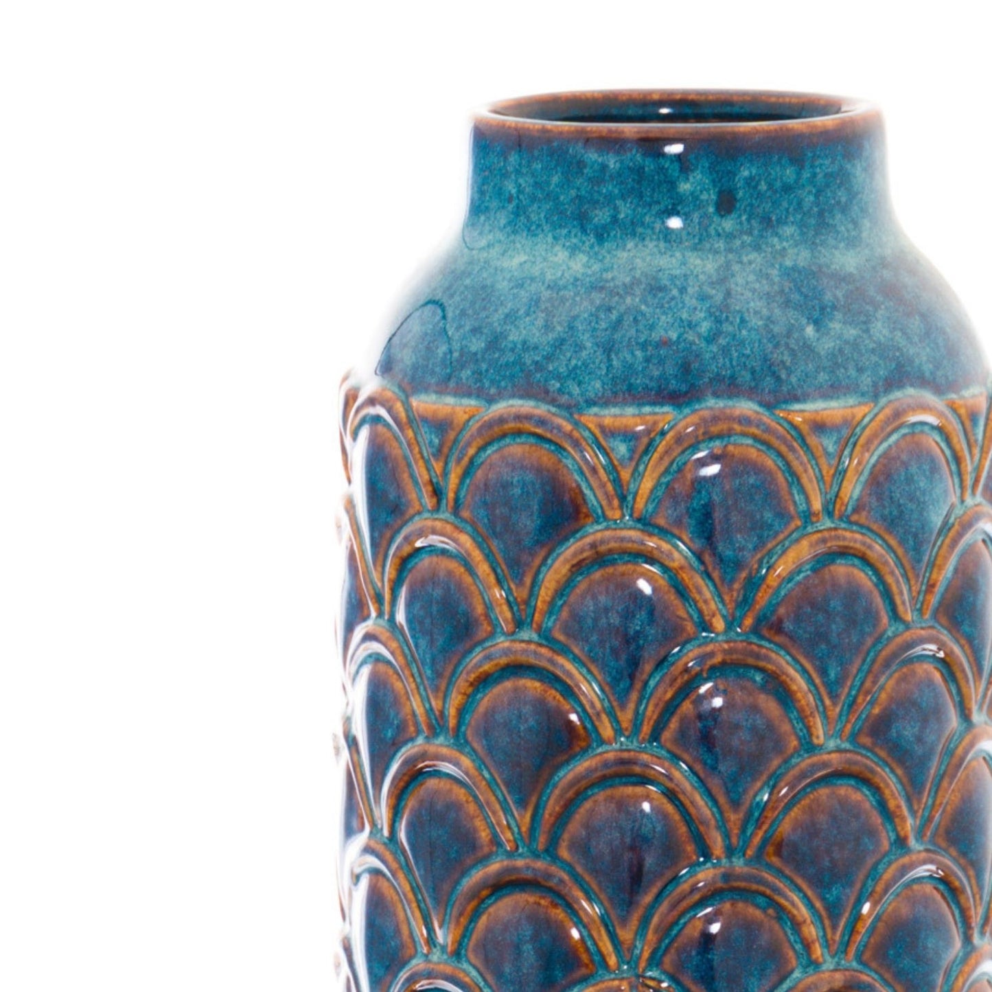 Seville Collection Large Indigo Scalloped Vase - Coastal Decor from the Quanta Home collection.