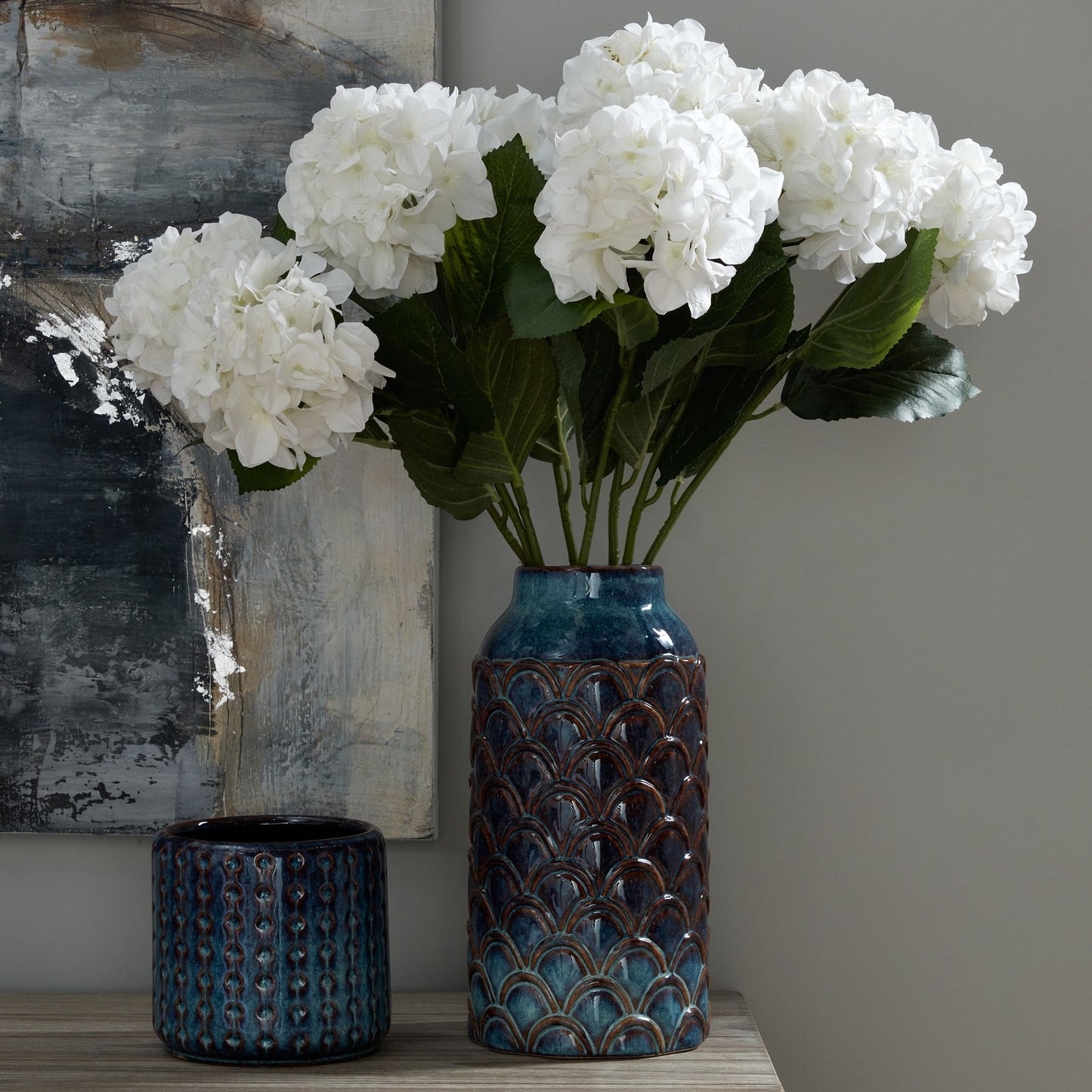 Seville Collection Large Indigo Scalloped Vase - Coastal Decor from the Quanta Home collection.