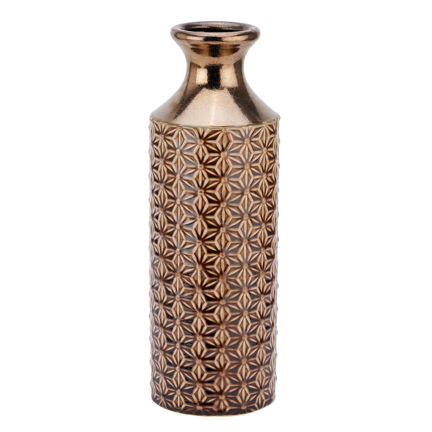 Caramel fluted vase with a sculptural shape and rhythmic grooves, blending classical charm and modern elegance.