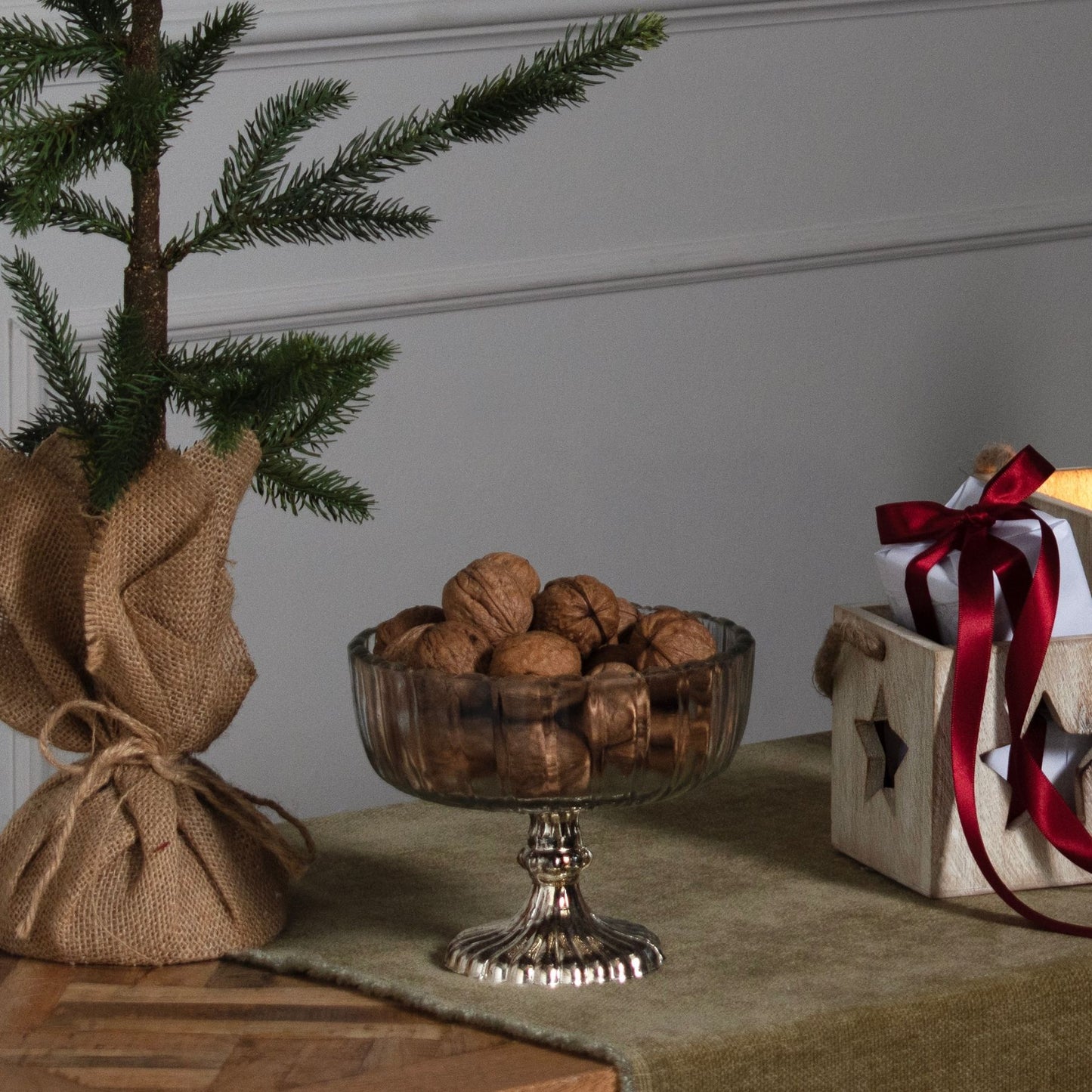 Small Fluted Glass Display Bowl - Christmas Room Decorations from the Quanta Home collection.