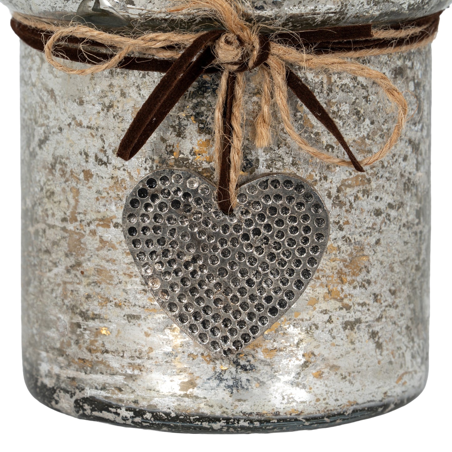 Murcury Hammered Heart Medium Candle Holder