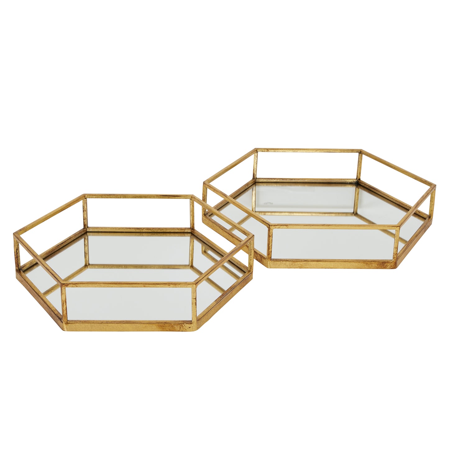 Gold Hexagon Set Of Two Trays - Trays from the Quanta Home collection.
