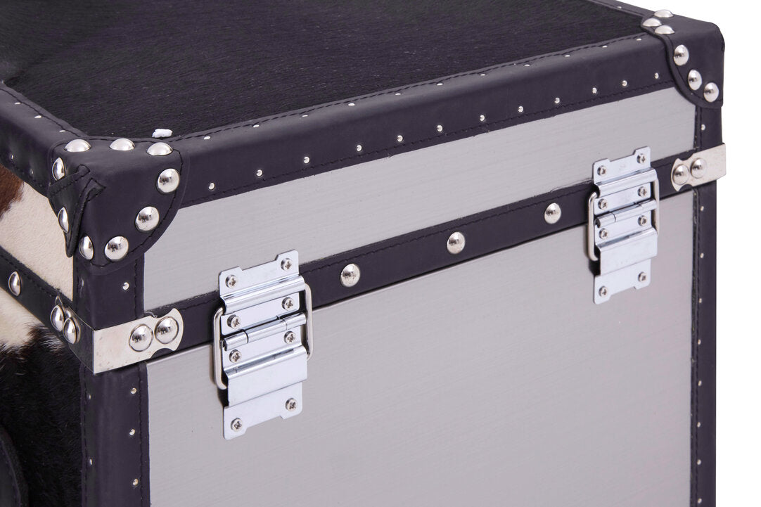Chelsea Townhouse Black And White Genuine Cowhide Storage Trunk Set