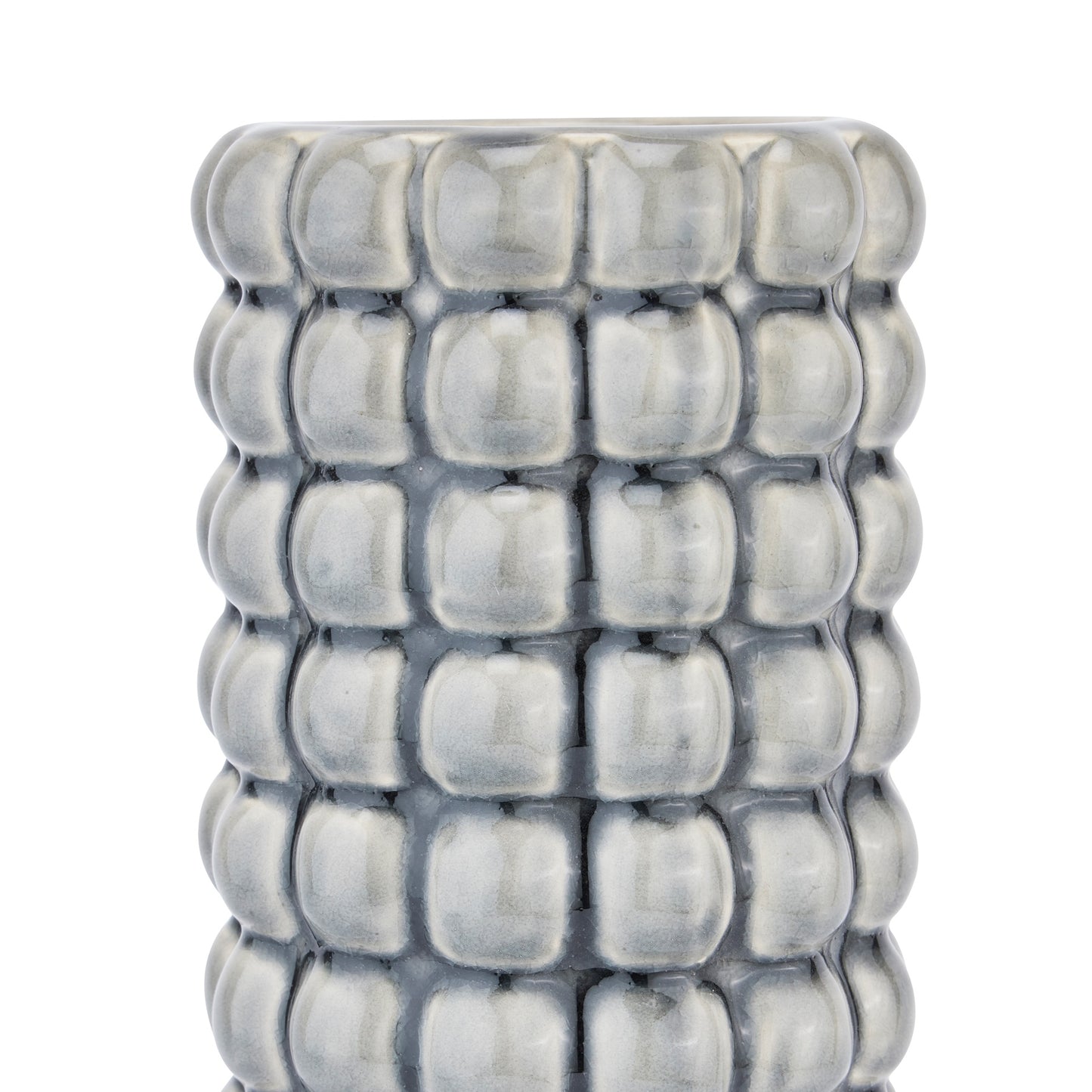 Elegant grey ceramic bubble vase featuring a unique textured surface, perfect as a standalone piece or with flowers.