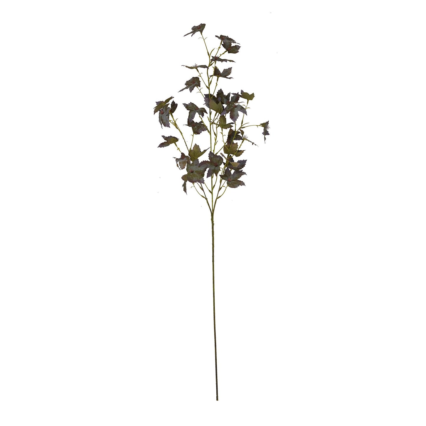 Artificial variegated maple leaf stem featuring rich amber and deep burgundy hues, perfect for autumn décor.