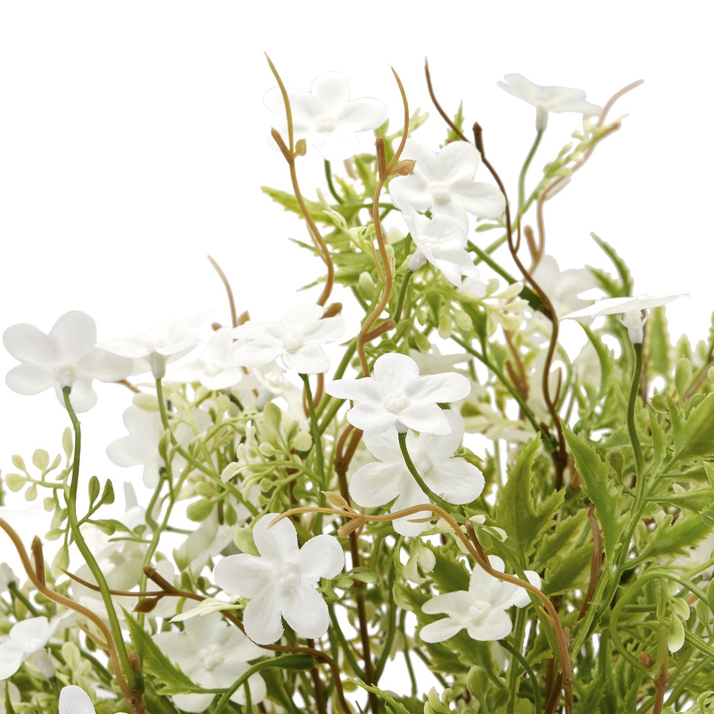 Delicate white bellflowers with lush green foliage, showcasing exquisite craftsmanship for an elegant, tranquil decor.