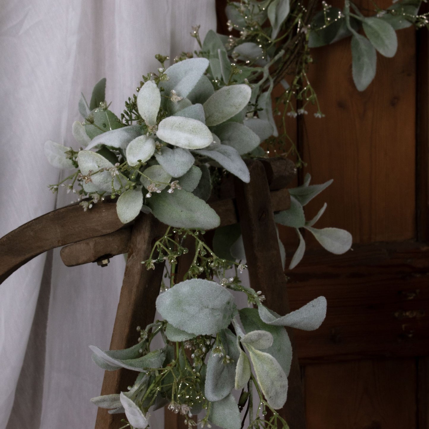 Winter Garland With Lambs Ear And Wax Flower - Christmas Wreaths & Garlands from the Quanta Home collection.