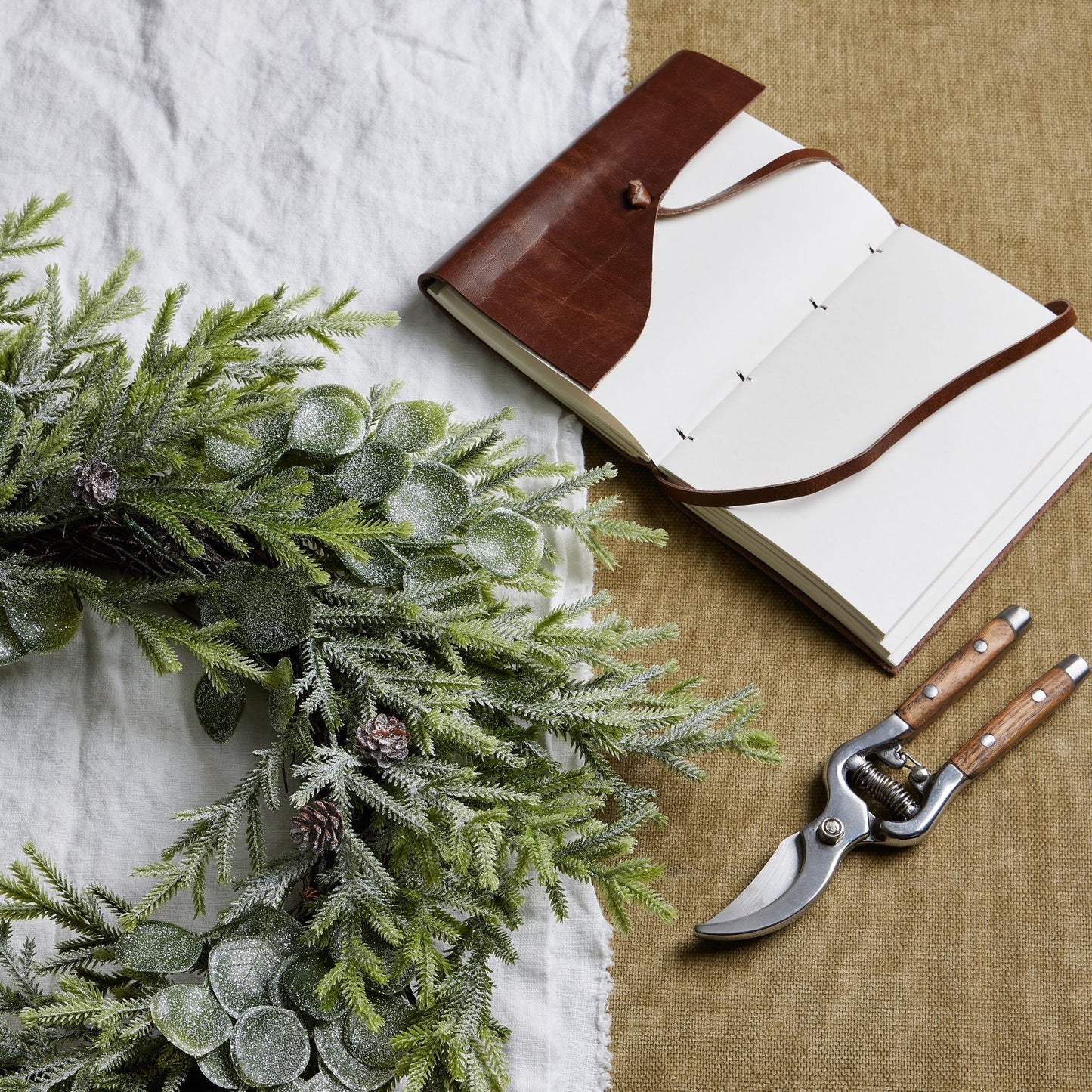 Frosted Pine And Eucalyptus Wreath - Christmas Wreaths & Garlands from the Quanta Home collection.