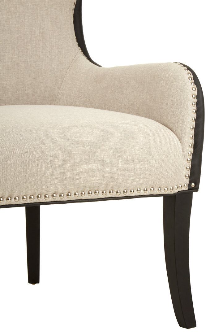 Didim Natural Fabric Chair with Black Leather Effect Back