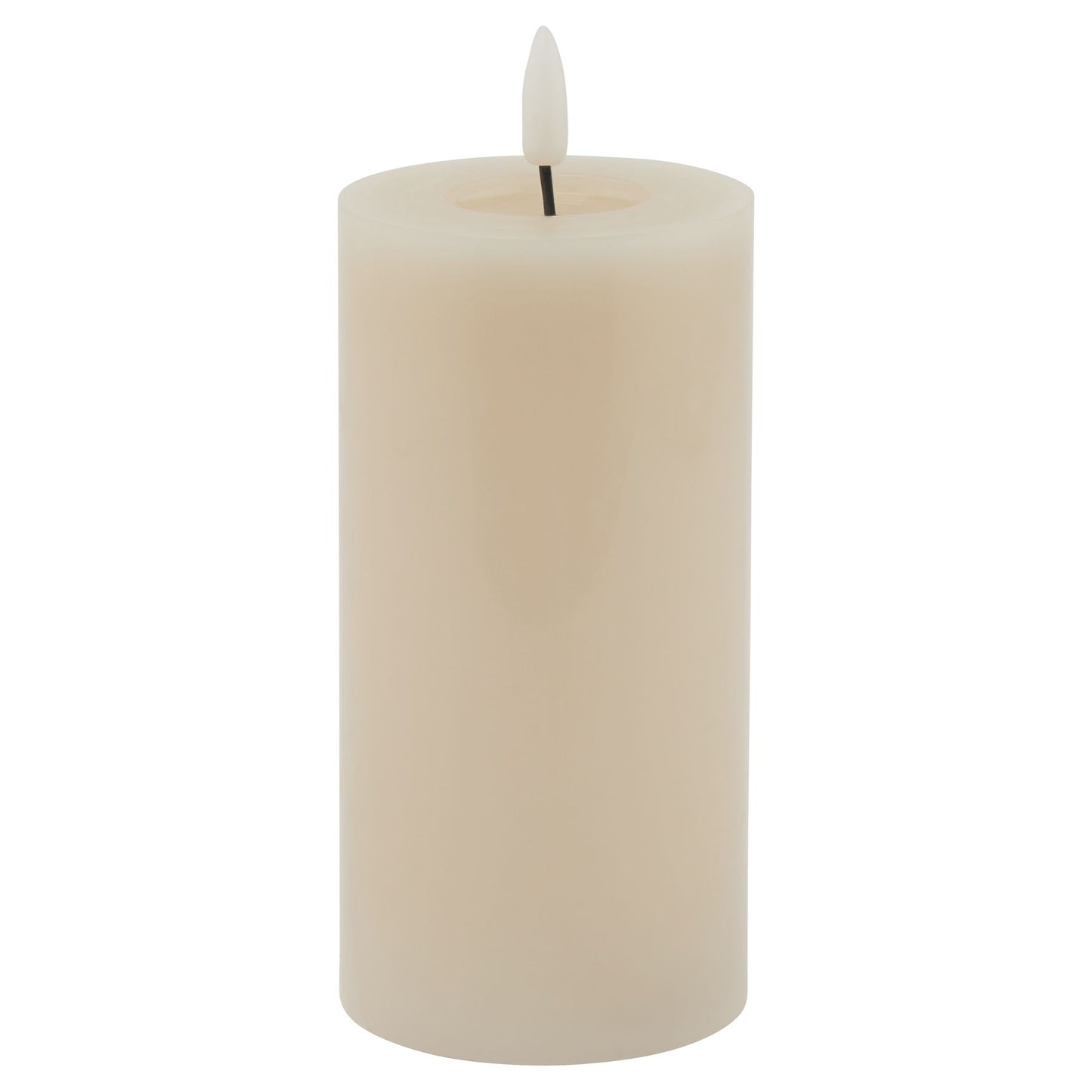 Taupe LED wax candle with realistic dripping effect and soft glow, perfect for cozy or sophisticated décor.
