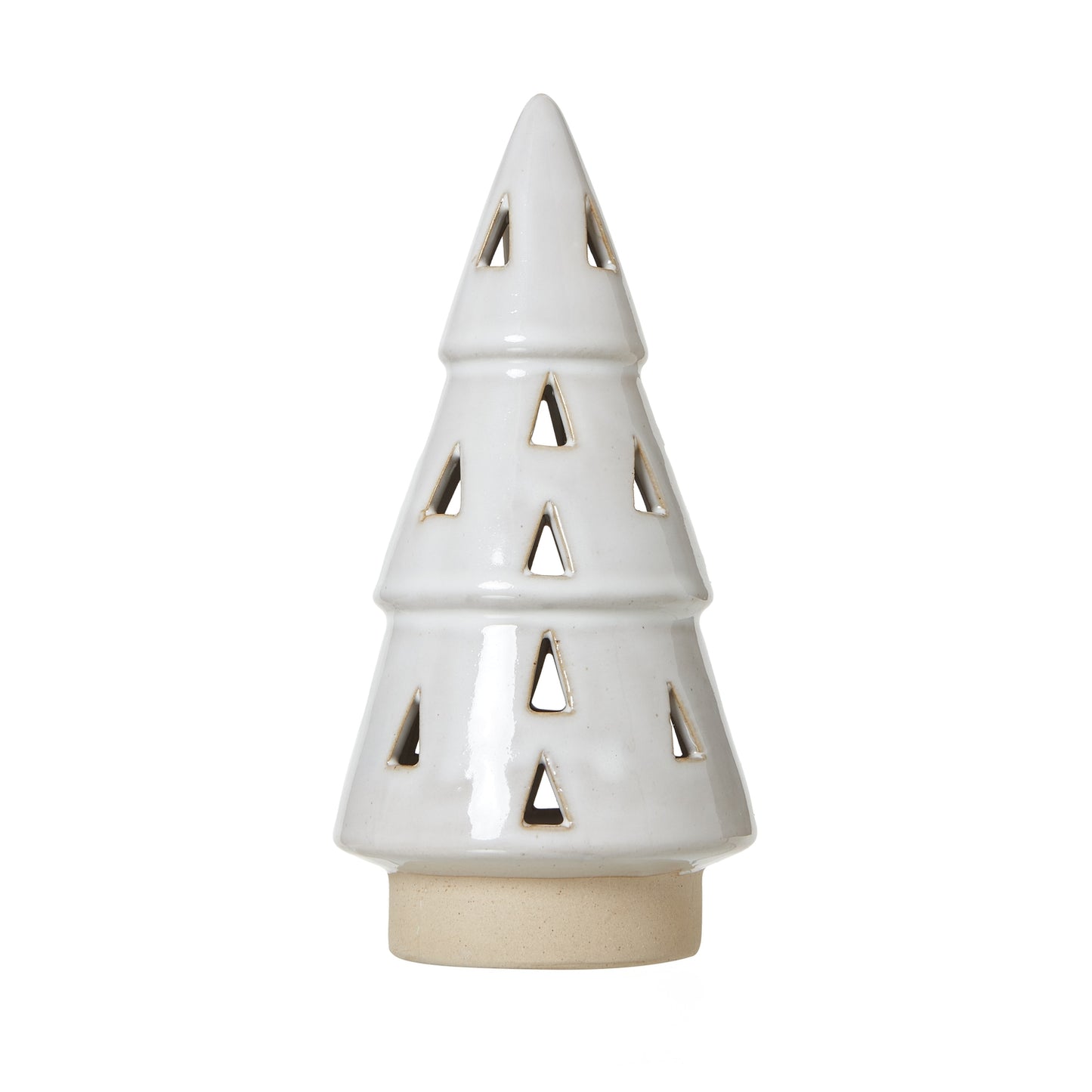 Medium White Ceramic Cut-Out Tree With LED Lights - Christmas Room Decorations from the Quanta Home collection.