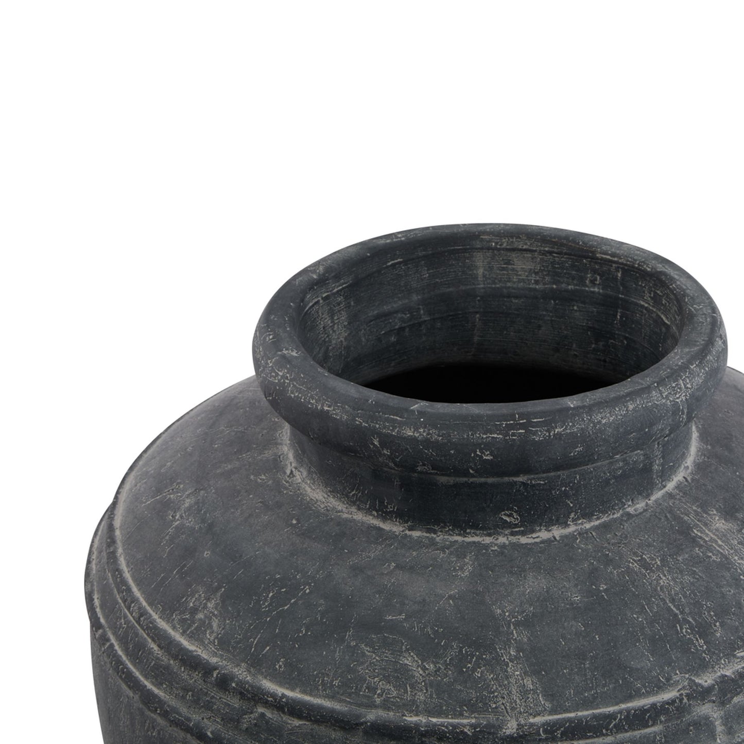 Large grey water pot with a Mediterranean-inspired rustic design, featuring a matte finish and subtle textures.