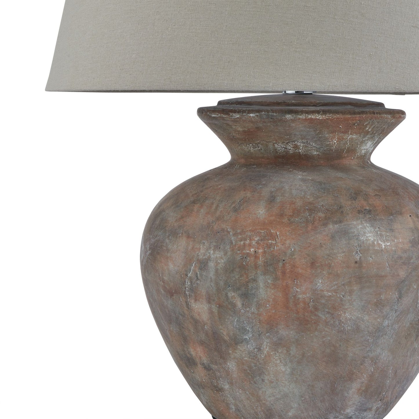 Siena Brown Round Table Lamp With Linen Shade - Ceramic Lamps from the Quanta Home collection.