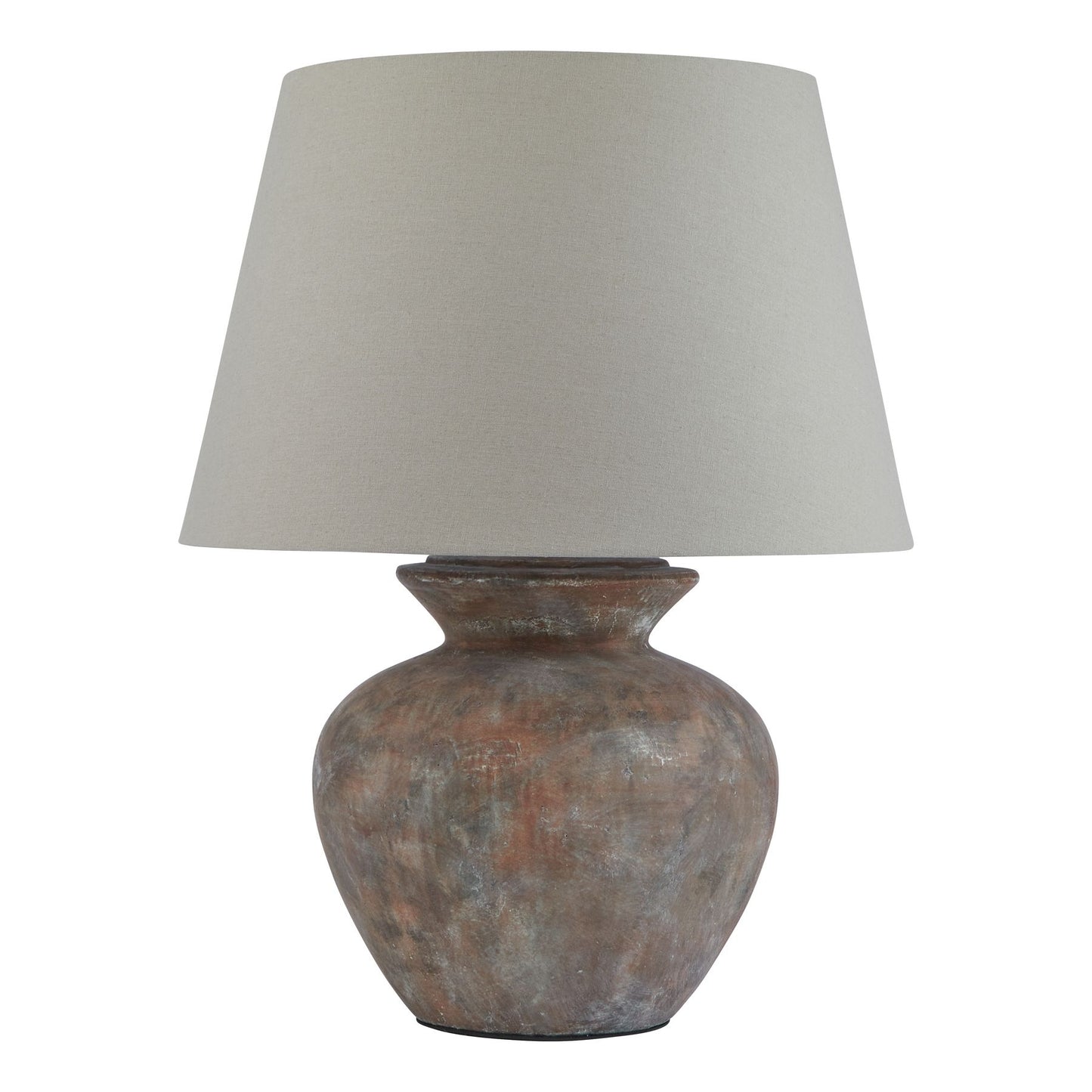 Siena Brown Round Table Lamp With Linen Shade - Ceramic Lamps from the Quanta Home collection.