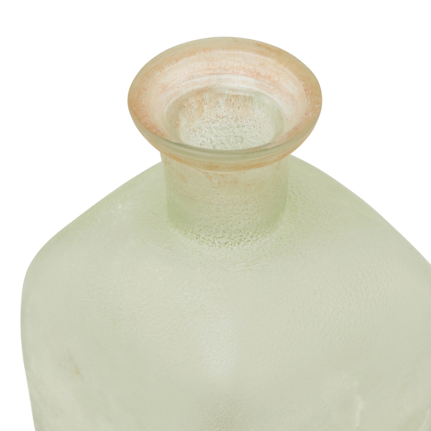 Smoked sage glass vase with an aged brass rim, featuring a sleek, modern design for sophisticated home decor.