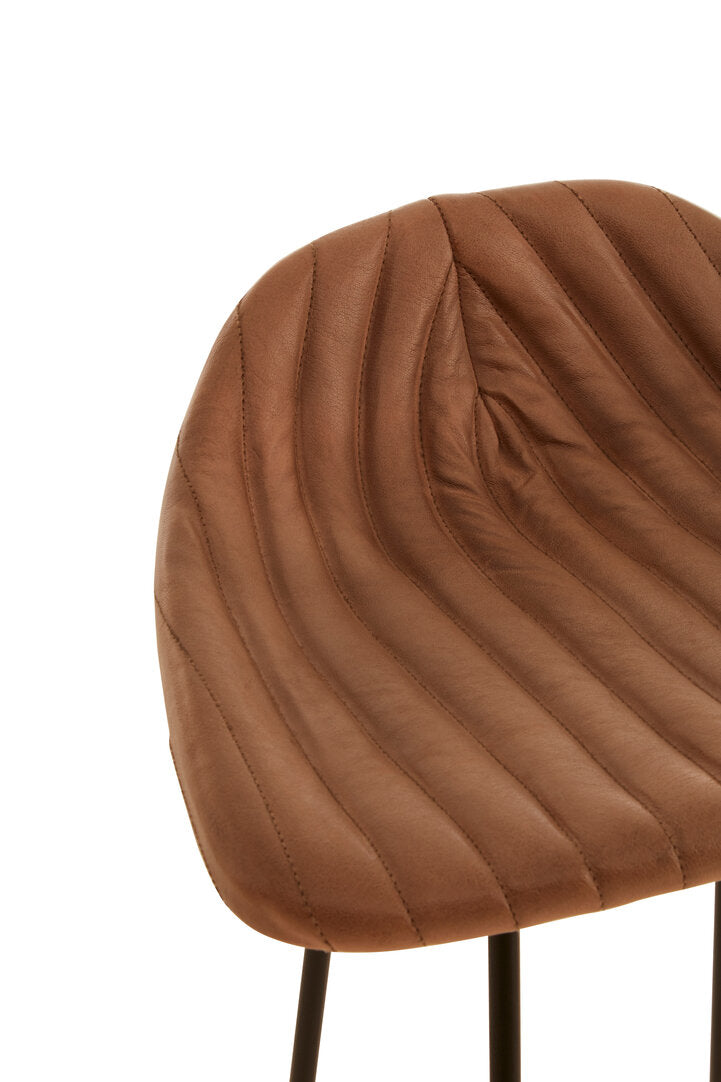 Dakota Light Brown Leather Bar Stool With Footrest