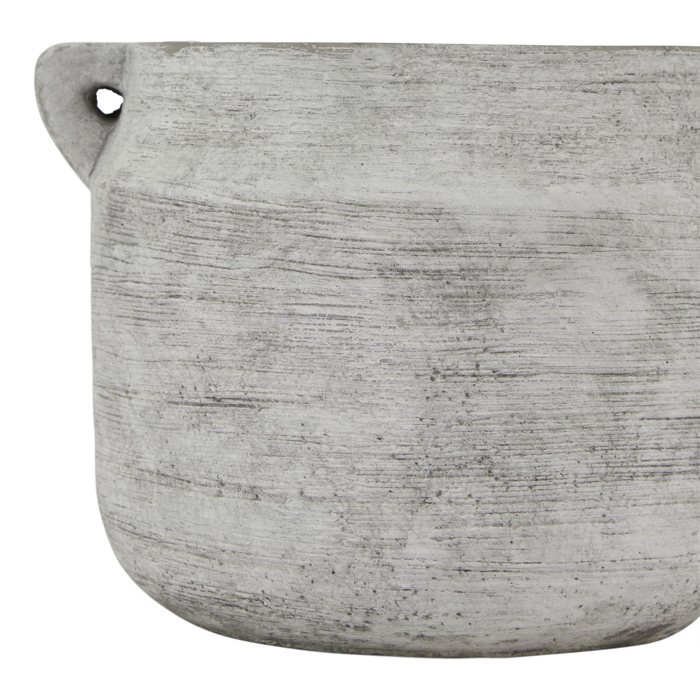 White stone vase with a weathered texture, inspired by classical amphora designs, ideal for floral arrangements or decor.