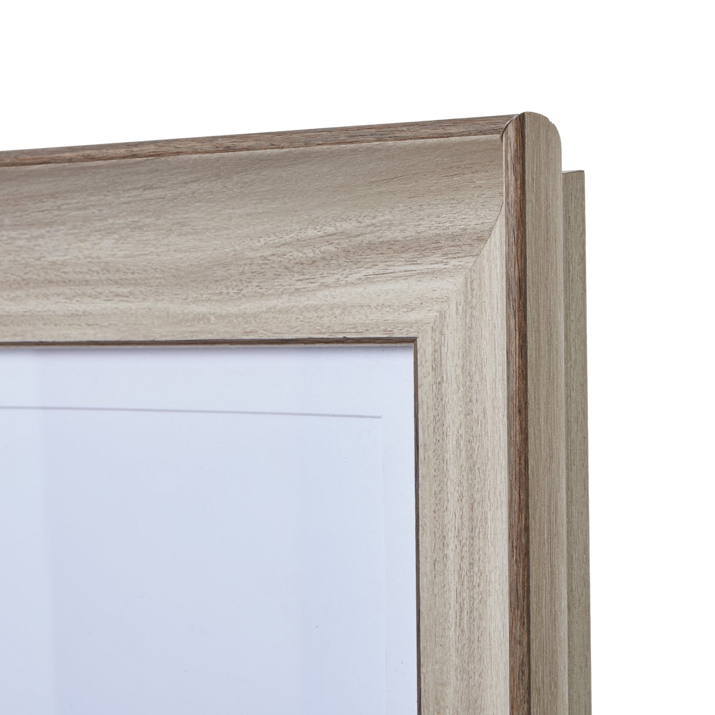 White washed A2 picture frame with a distressed finish, showcasing rustic elegance and versatility for various decor styles.