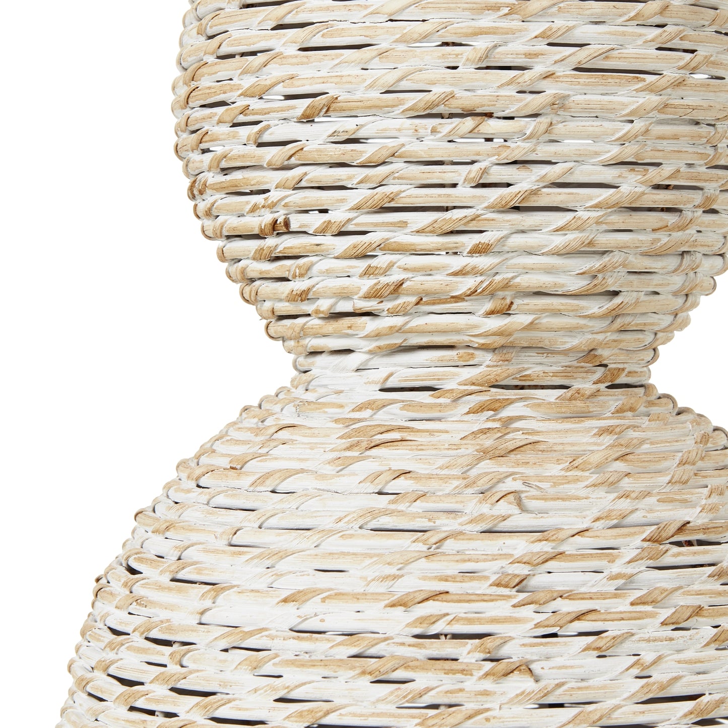 White Wash Wicker Globe Table Lamp With Linen Shade - Lighting from the Quanta Home collection.